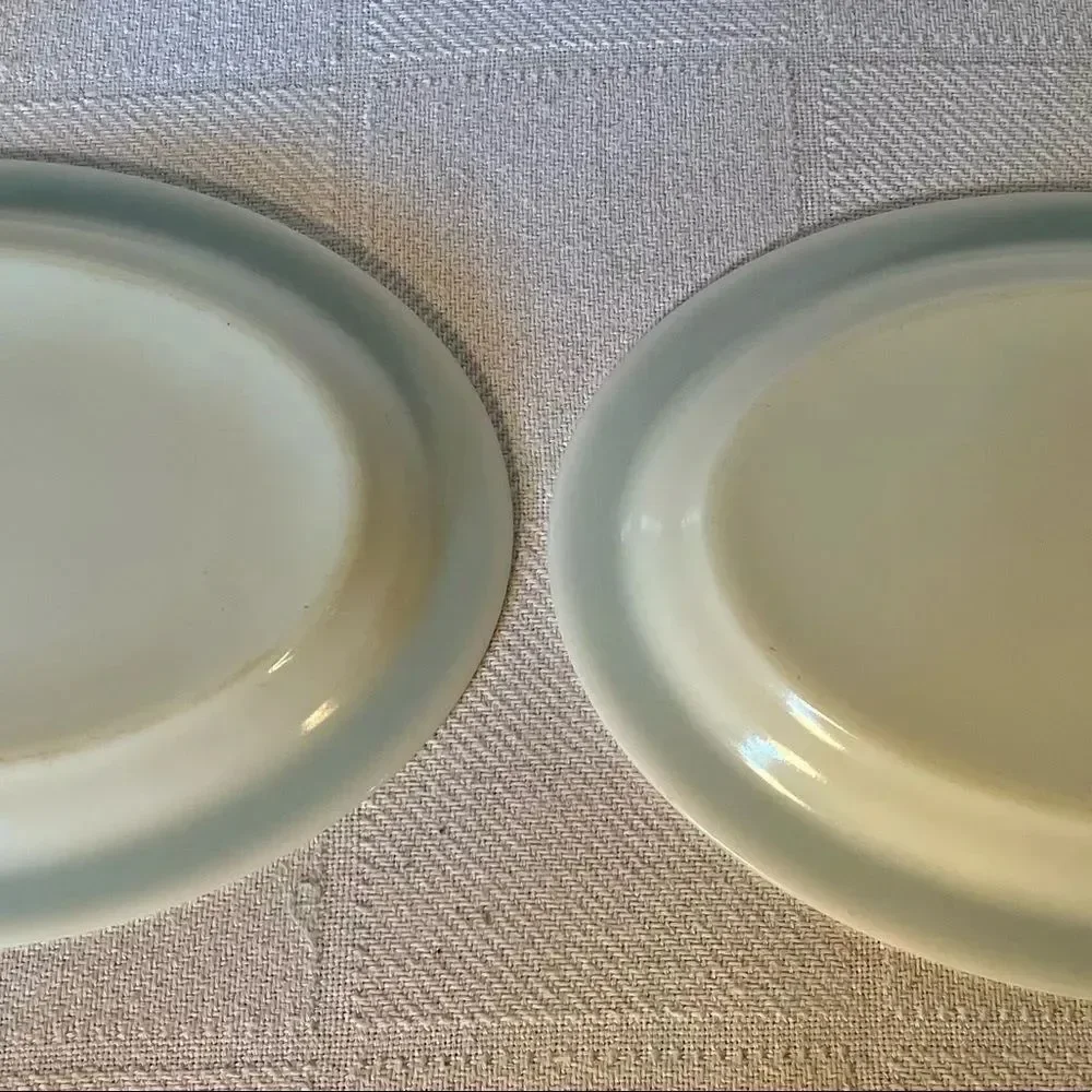 Vintage Pyrex Tableware Green Laurel Leaf Oval Double Tough Plastic Platter GVC.